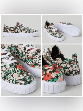 DIVIDED by H&M Floral Canvas Sneakers Tennis Shoes Sz 8.5